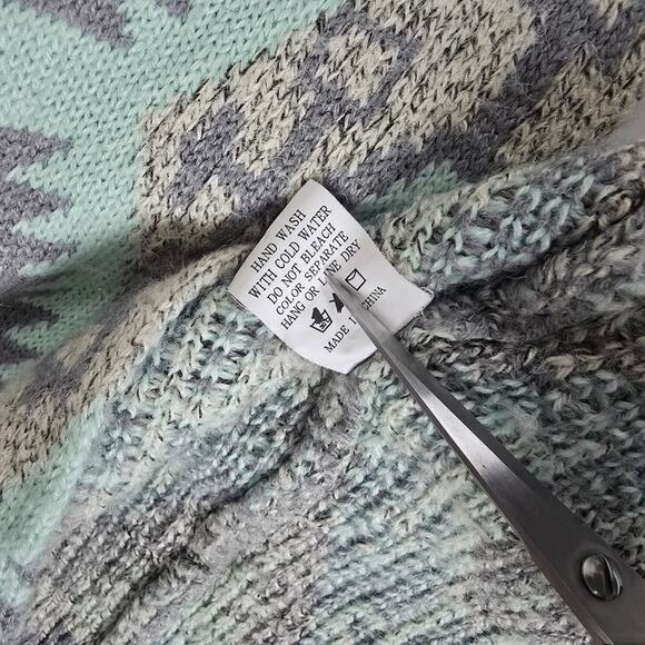 Debut Women Aztec Tribal Open Front Knit Boho Sweater Cardigan Southwestern S/M - Picture 4 of 13